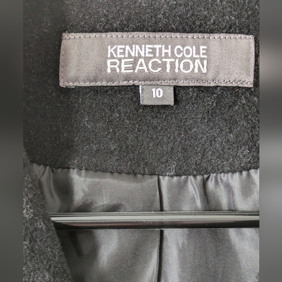 KENNETH COLE REACTION Coat 10 Long Wool Overcoat Charcoal black - Picture 3 of 7